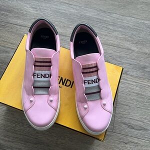 Fendi Women's Pink and Gray Sneakers